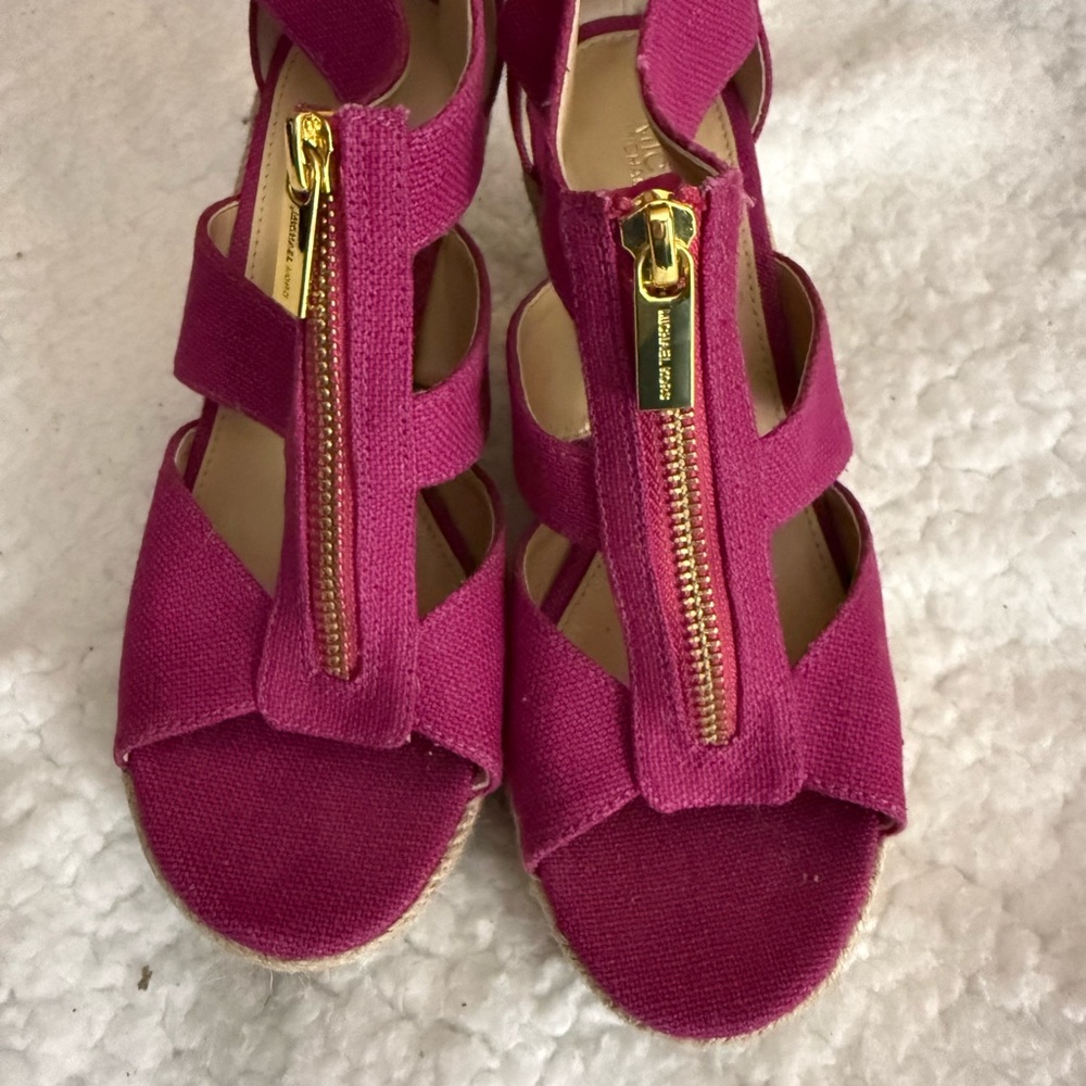 Michael Kors Fuchsia Wedge Sandals - Picture 4 of 6